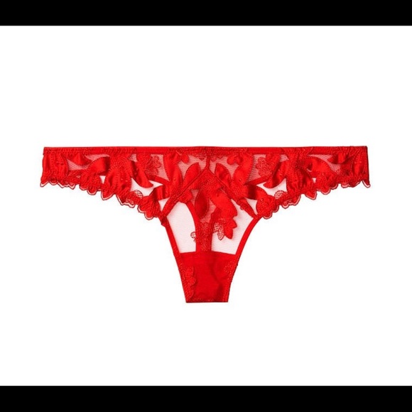 Victoria's Secret Other - Victoria’s Secret VERY SEXY Floral Embroidered Thong Panty Red Size L
